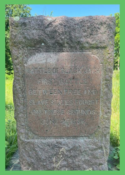 Stone marker at the Black Jack Battlefield